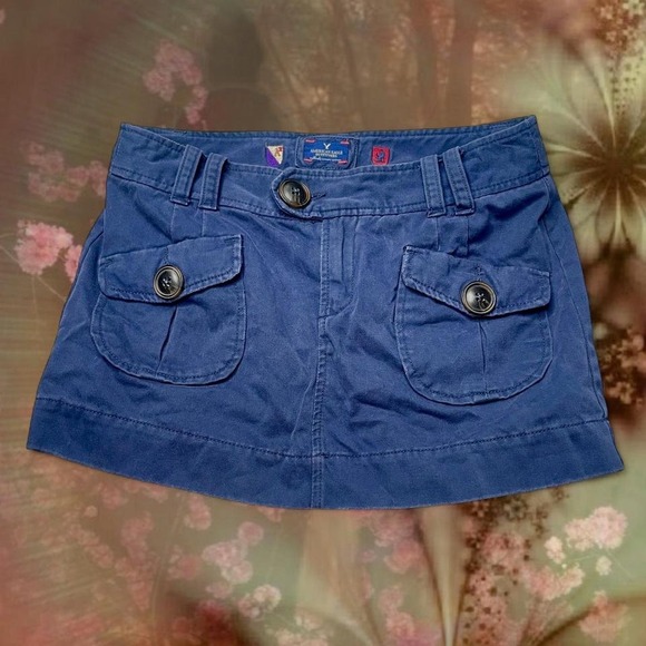 American Eagle Outfitters Dresses & Skirts - American Eagle y2k 2000s blue cotton mini skirt with pockets SZ 8